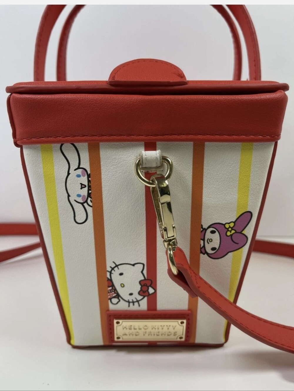 Sanrio Red Multicolor Striped Crossbody Basket Bag - Picture 3 of 9